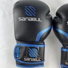 Sanabul Essential Gel Boxing Kickbox Gloves 10 Oz Blue white black Martial Arts