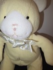 Vintage Dakin Baby Rattle Plush Yellow Bear Polka Dot Bow 7  Sitting Rare