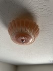Antique 10  Art Deco Pink Frosted And Clear Ceiling Light Fixture Shade 
