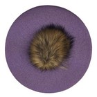 Womens French Artist Wool Beret Fur Pompom Hats One Size Purple