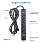 Cable Matters 2-pack 6-outlet Surge Protector Power Strip With 2 Usb Charging