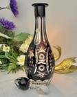 Elegant Bohemian Amethyst Cut To Clear Crystal Decanter 12 5  With Stopper