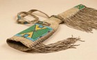 Western Suede Leather Beaded Fringe Rifle Cover   Native Style Gun Scabbard