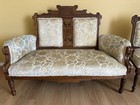 Eastlake Victorian Carved Walnut Sette And Chair Floral Upholstery