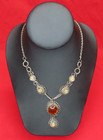 Vintage Bohemian Sterling On Copper Glass Necklace Bracelet Earring Suite   Set
