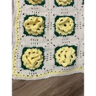 Vintage Handmade Crochet Floral Granny Square Afghan Throw Blanket Yellow Cream