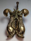 Vtg Solid Brass Dual Fish   Maltese Cross Door Knocker Cutajar Malta 2 3 Lbs 