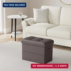 Storage Ottoman Foot Rest Stool  Foldable Leather Footstool Storage Bench With T