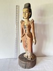 Antique Burmese Carved Wooden Figure Lady Of National Costume