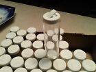 48 Small Vintage Clear Glass Sample Vials Or Bottles W White Plastic Caps