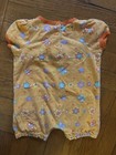 Y2k Orange Short Sleeve Floral Winnie The Pooh Piglet Creeper Shortalls 6m