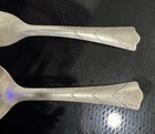 Vtg Web Sterling Silver 925 Art Deco Pattern Baby Spoon   Fork Set 35 Grams 4  