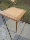 Vintage Mid Century Modern Mcm Stakmore Folding Wood Card Table Water Mark Area