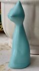 Vintage Mid-century Turquoise Blue Painted Cat Figurine  8526