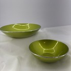 Vintage Emalox Norway Mid  Century Green Apple Enamel Aluminum Bowls 4      5 1 2   