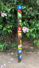 Tiki Totem Colorful Wood Mask Tropical Bar Patio Decor 39 x 6 in