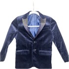 J Crew Crewcuts Ludlow Boys 7 Navy Blue Velvet Tuxedo Satin Lapel Party Blazer