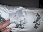 Hotel Floral Embroidered Rectangular White Silver Decorative Pillow 12x18 Cotton