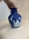 Antique Cobalt Blue Wedgewood Dipped Jasperware Double Handed Vase