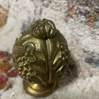 Antique Ornate Cast Brass Finial Grape Leaf Motif Lamp Or Curtain Rod End Cap