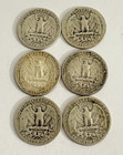 Lot Of 6 Silver Washington Quarters 90  Silver Circulated Us Coins 1935-1964