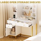 Home Vanity Desk With Mirror Lights Makeup Dressing Table With Charging Station