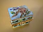Vintage Cloisonn   Enamel Pill Or Trinket Box   1 5 