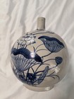 Vintage Chinese Blue   White Porcelain Vase Hand Painted Floral Peony Bottle