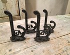 Set Of 4 Antique Style Rustic Cast Iron Victorian Eastlake Coat Key Towel Hooks 