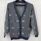 Aileen Sweater Size L Grandma Cardigan Button Up Vintage Sweater Blue White