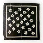 Vtg Black   White 26  Scarf Mod Daisy Sillo Or Sillohuette Japan Poly Satin