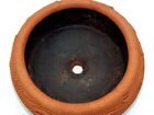 Vintage Heavy Terra Cotta Pottery Carved 8  X 7  Round Clay Planter