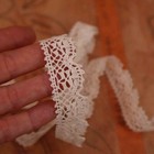 Vintage French Cotton Lace Trim - Antique Bobbin Lace Trim For Diy Projects
