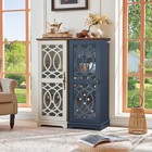 43 White Wine Bar Cabinet With Glass Doors Thick Base Wine Rack Storage Shelf
