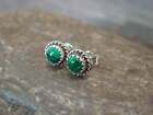 Navajo Indian Sterling Silver 1 4  Round Malachite Post Earrings By White