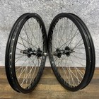 Vintage Gt Mohawk Bmx Wheelset 14mm 48h 48 20in Black Hubs Nutted Axle Rim