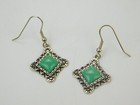 Carolyn Pollack Etched Sterling Silver Green Turquoise Southwestern Earrings