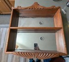 Vintage Carved Wood Wall Shelf With Mirror