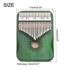 21 Keys Thumb Piano  Green Mini Portable Finger Piano Maple Wood Sun Pattern