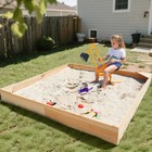 Naizea Kids Sand Box 2 In1 Excavator Wood Sandbox Pit With Cover   2corner Seats