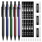  Metal Mechanical Pencils 0 5  With  2 Pencil Leads Eraser Set And Eraser 0 5mm
