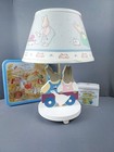 Vintage Red Calliope Bunny Rabbit Nursery Lamp Original Shade 1980s Wood 16 5 