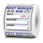 250pcs Car Oil Change Stickers  2x2 Inch Next Service Due Static Cling Labels