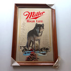 Miller High Life Beer Timber Wolf Mirror Sign First Printing Wisconsin Wildlife