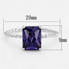 Silver Amethyst Ring Ladies Emerald Cut Cz Cubic Zirconia