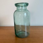 Antique Blue Glass Quart Wax Seal Mouth Jar Many Bubbles   Imperfections