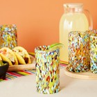 6 Pack 14 Oz Hand Blown Mexican Glassware  Confetti Rock Glasses  Serving Drinks