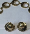Vintage Gold Tone 15     Necklace  7    Bracelet  Screw-on Earrings Set