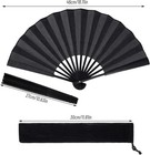 Choyaxo 2 Set 10 Inches Black Folding Hand Fan Large Chinese Folding Fan For Per