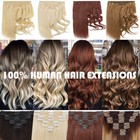 Double Wefts Thick Clip In Remy Human Hair Extensions Full Head Highlight 8pcs